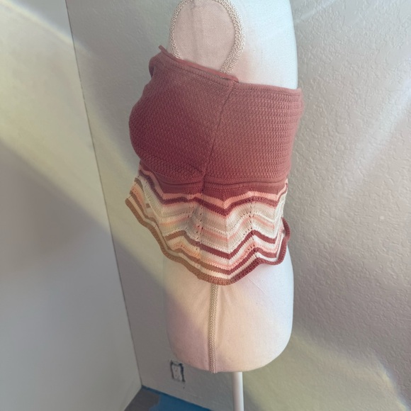 American Eagle Outfitters Cropped Chevron Crochet Tube Top Size XL Boho - Picture 4 of 8